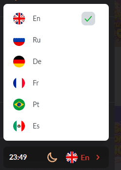 Interface languages 1GO Casino Interface languages 1GO Casino