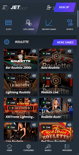 Mobile version of casino Jet Mobile version of casino Jet