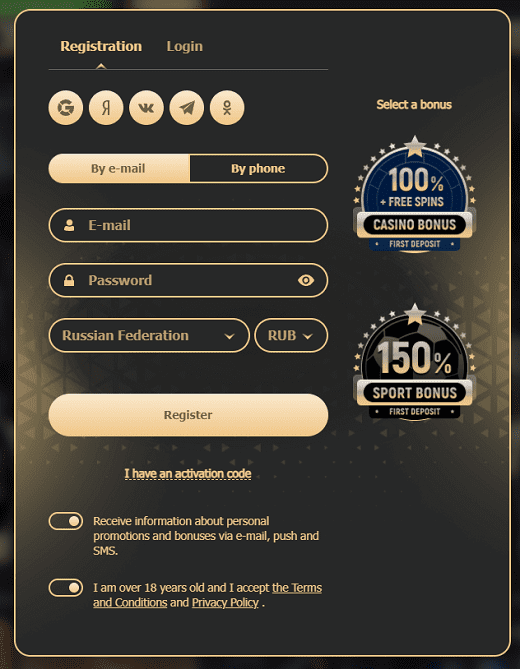 Registration at casino Rox Registration at casino Rox