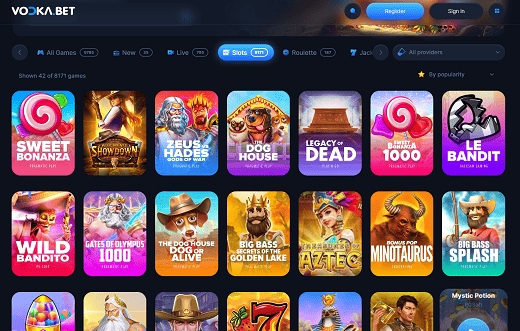 Types of games at Vodka casino Types of games at Vodka casino