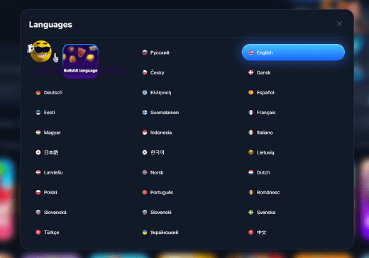Interface languages casino Vodka Interface languages casino Vodka