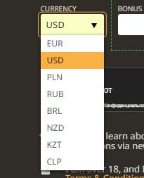 Account currencies at the casino Play Fortuna